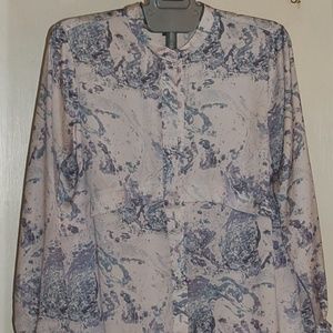 TOPSHOP Long Sleeve Multi-color Button Down Blouse